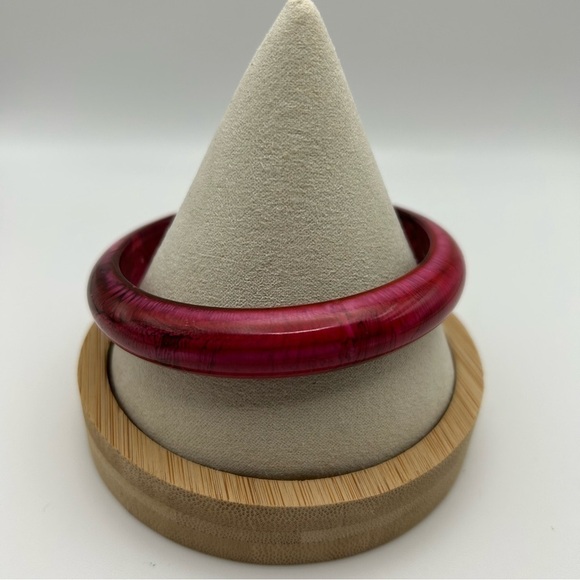 Vintage Magenta Red Purple Pink Wood Painted Classic Slim Bangle - Picture 9 of 13